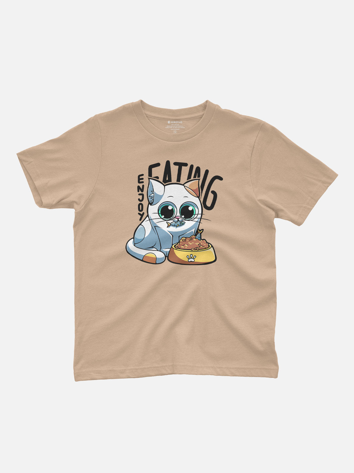 Cute Cat Eating Kids T-Shirt