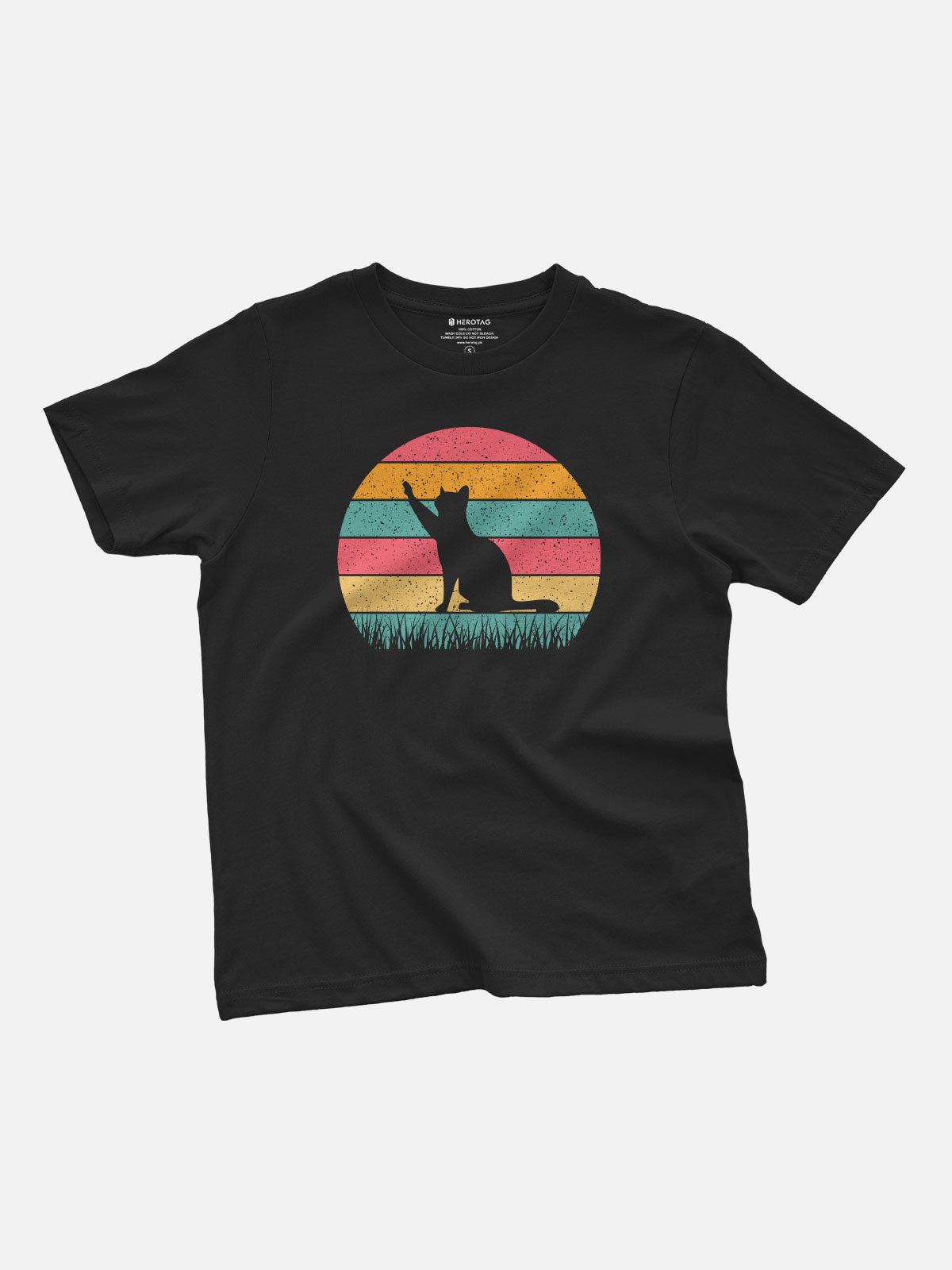 Retro Cat Sunset Kids T-Shirt