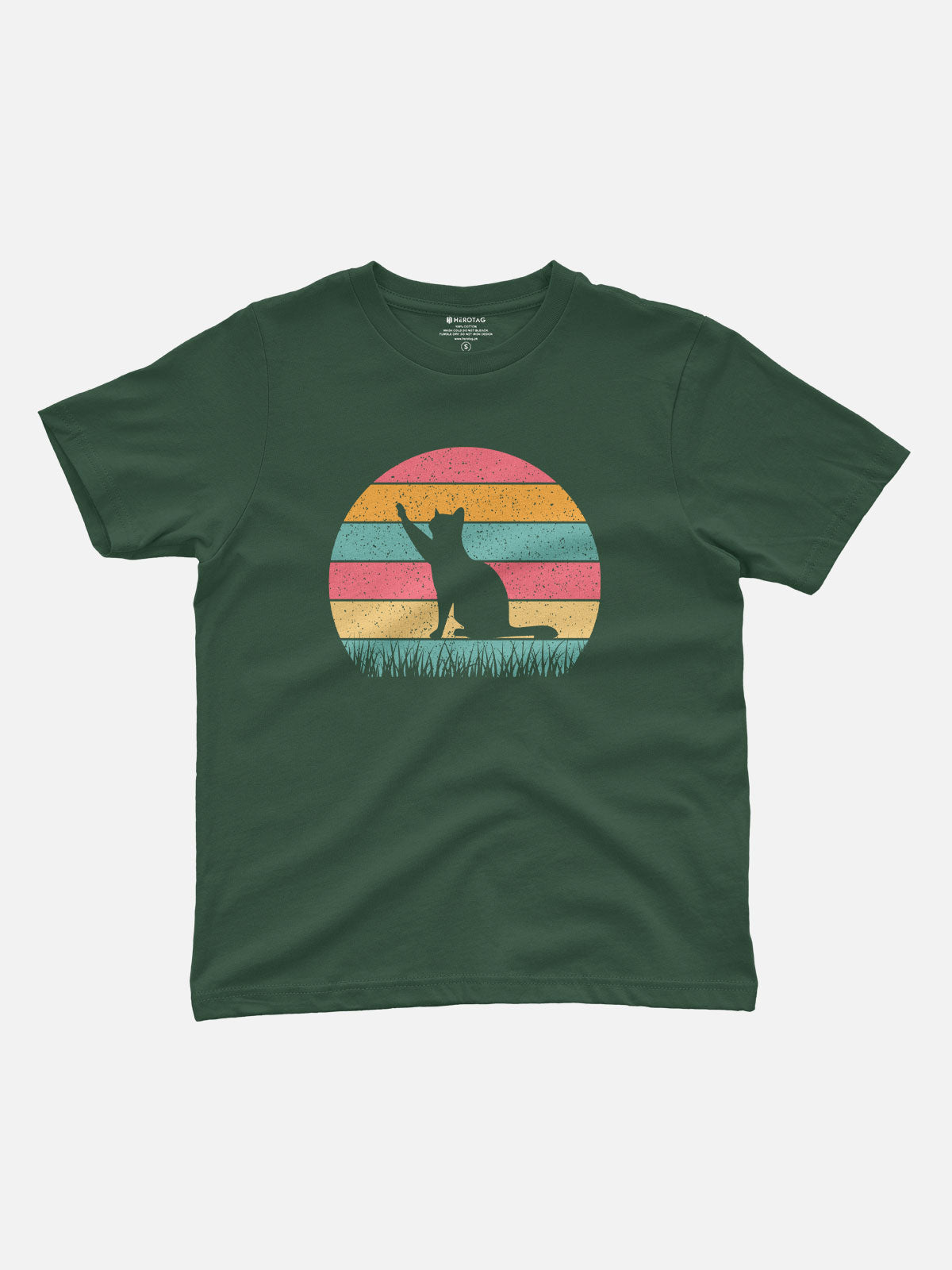 Retro Cat Sunset Kids T-Shirt