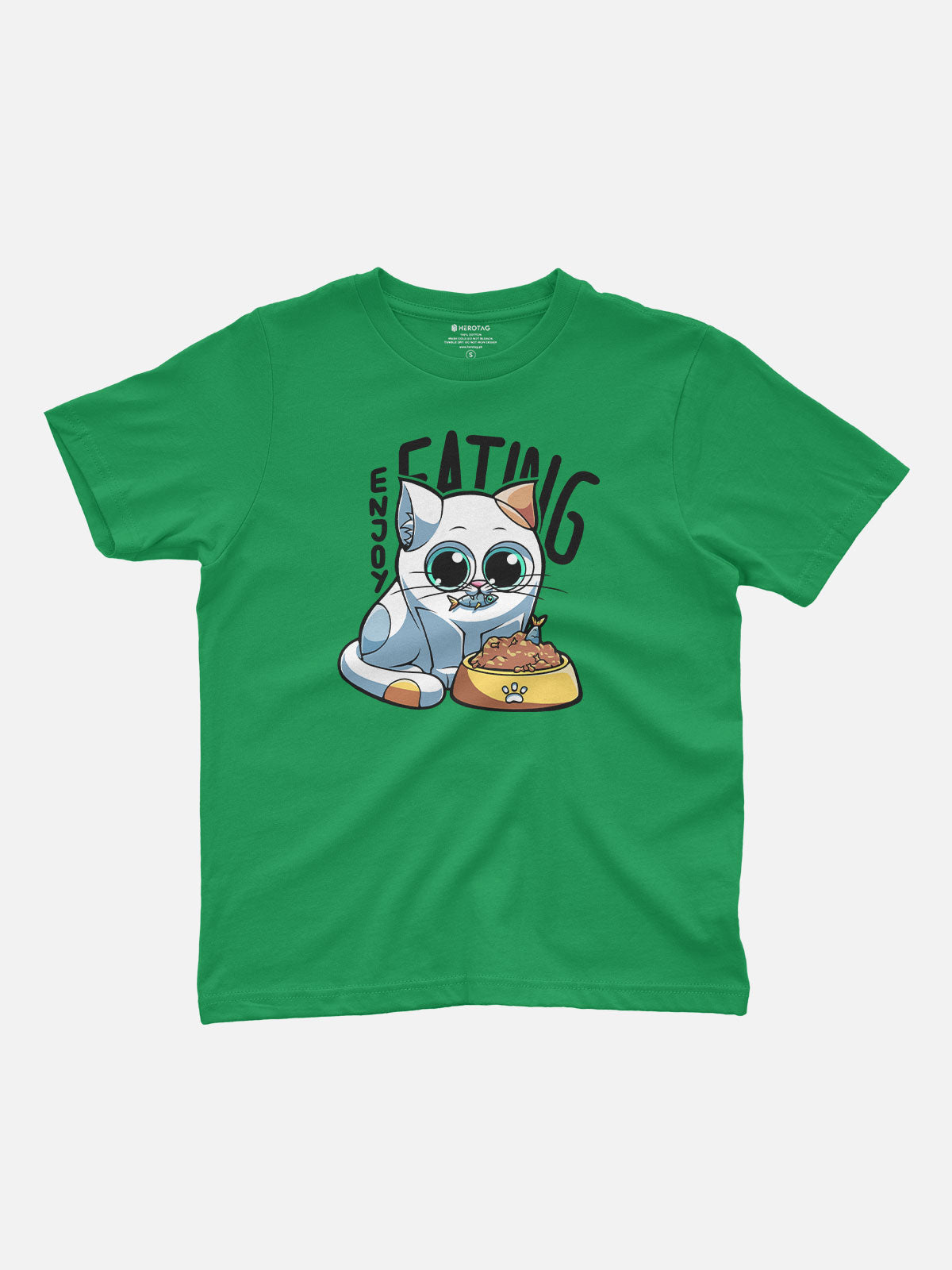 Cute Cat Eating Kids T-Shirt