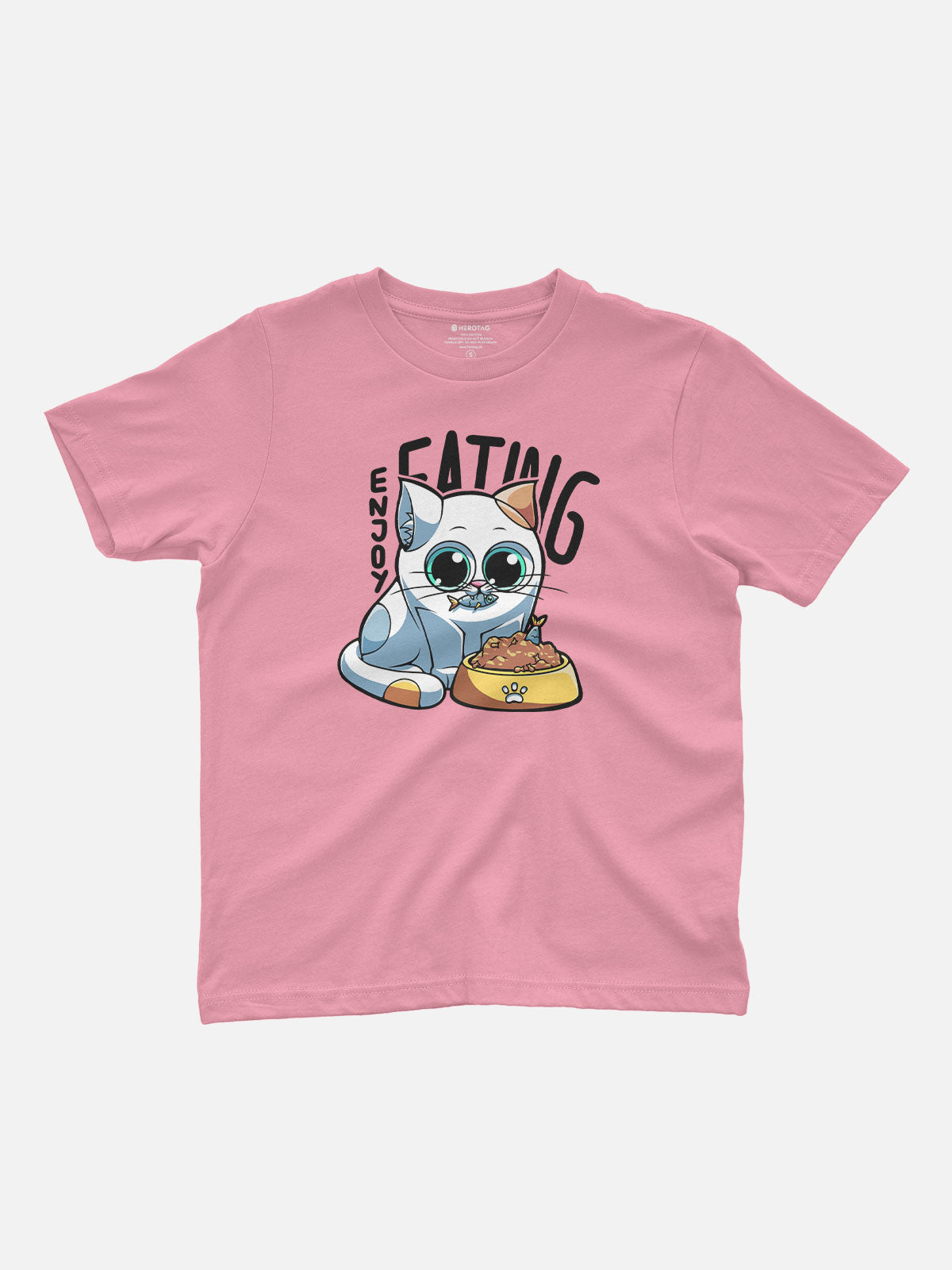 Cute Cat Eating Kids T-Shirt