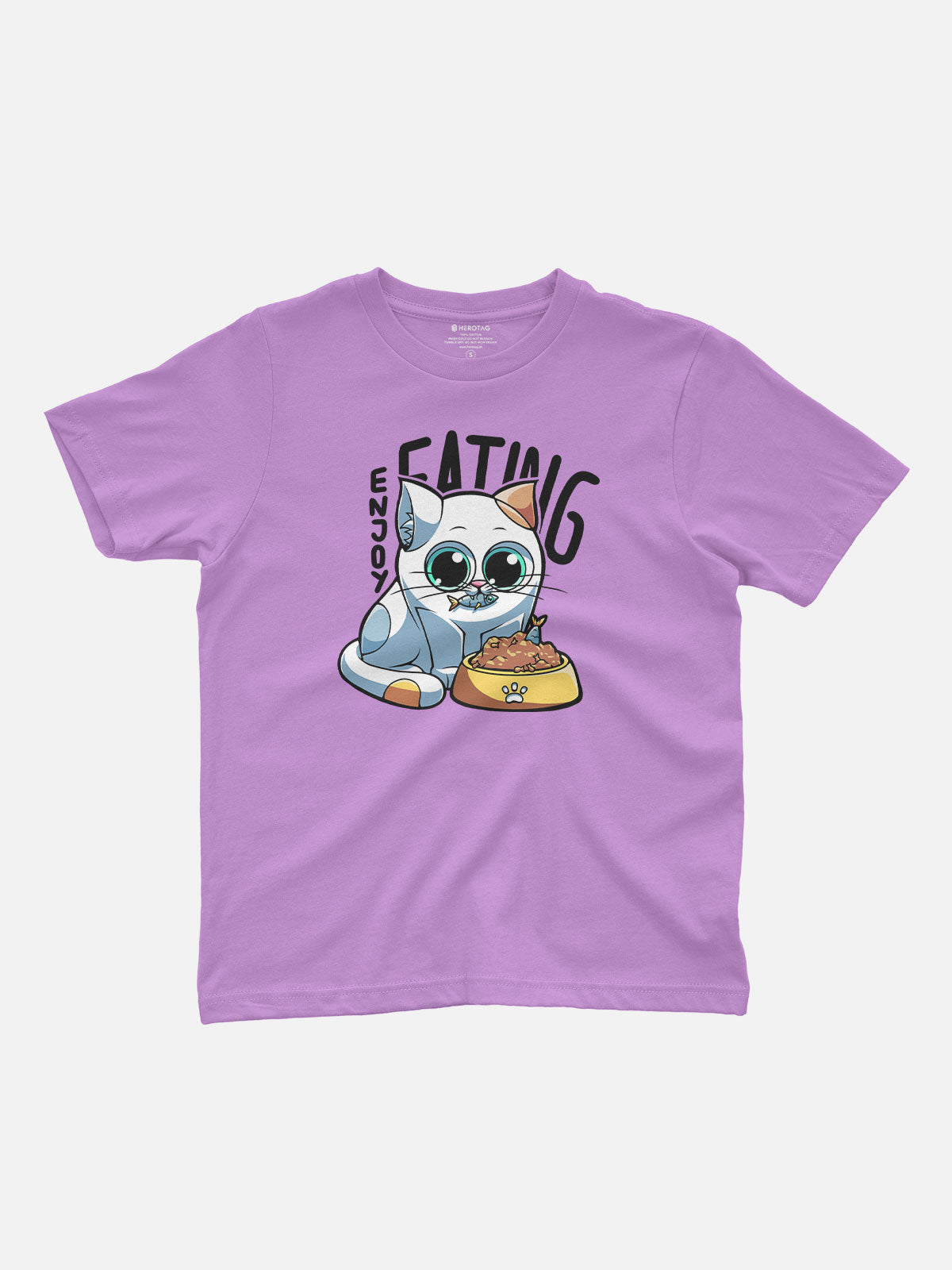 Cute Cat Eating Kids T-Shirt