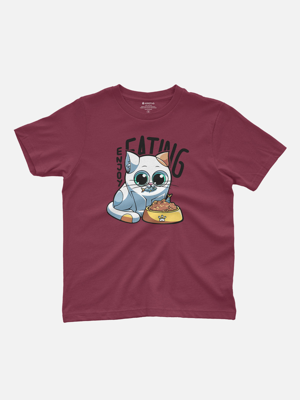 Cute Cat Eating Kids T-Shirt