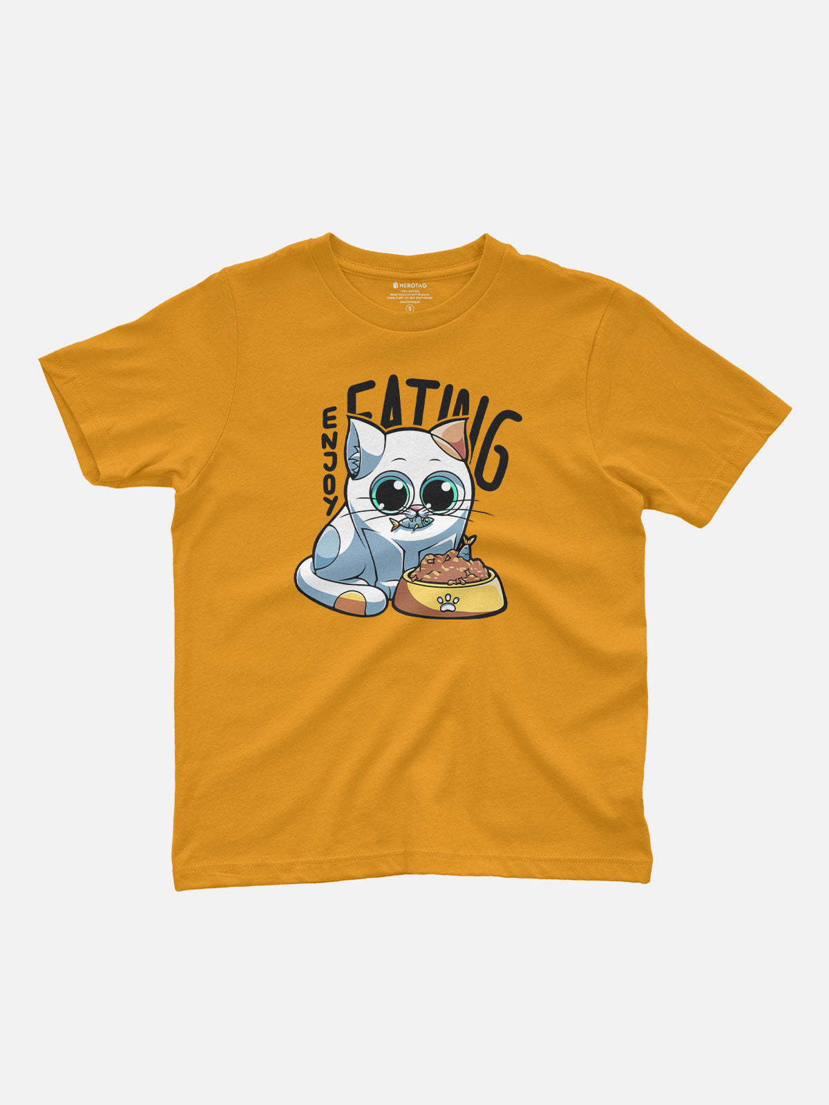 Cute Cat Eating Kids T-Shirt