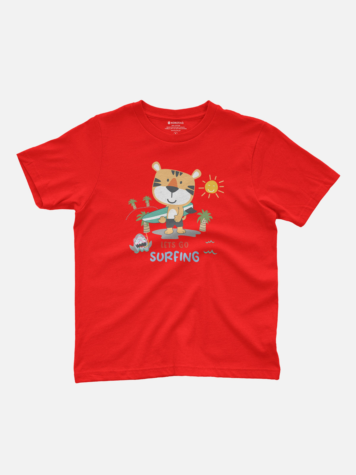 Let's Go Surfing Tiger Kids T-Shirt