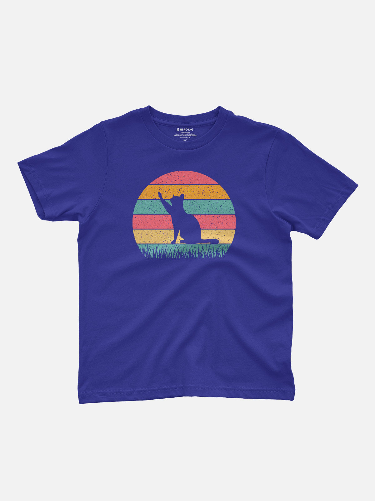 Retro Cat Sunset Kids T-Shirt