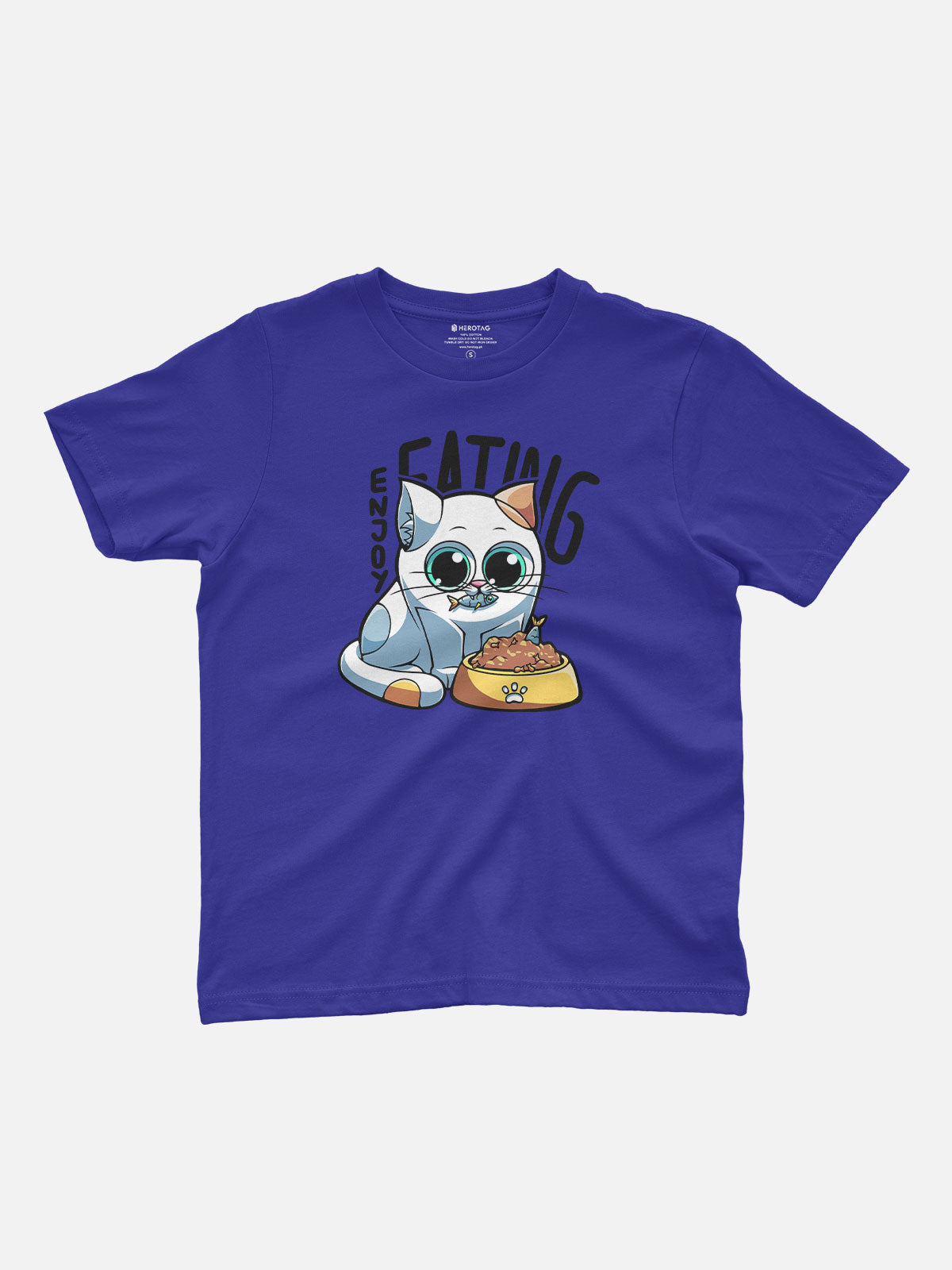 Cute Cat Eating Kids T-Shirt