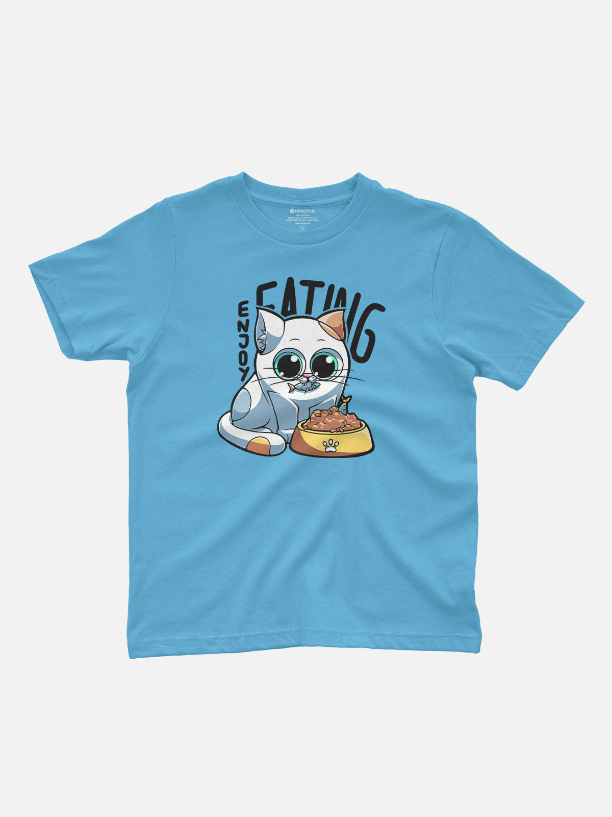 Cute Cat Eating Kids T-Shirt