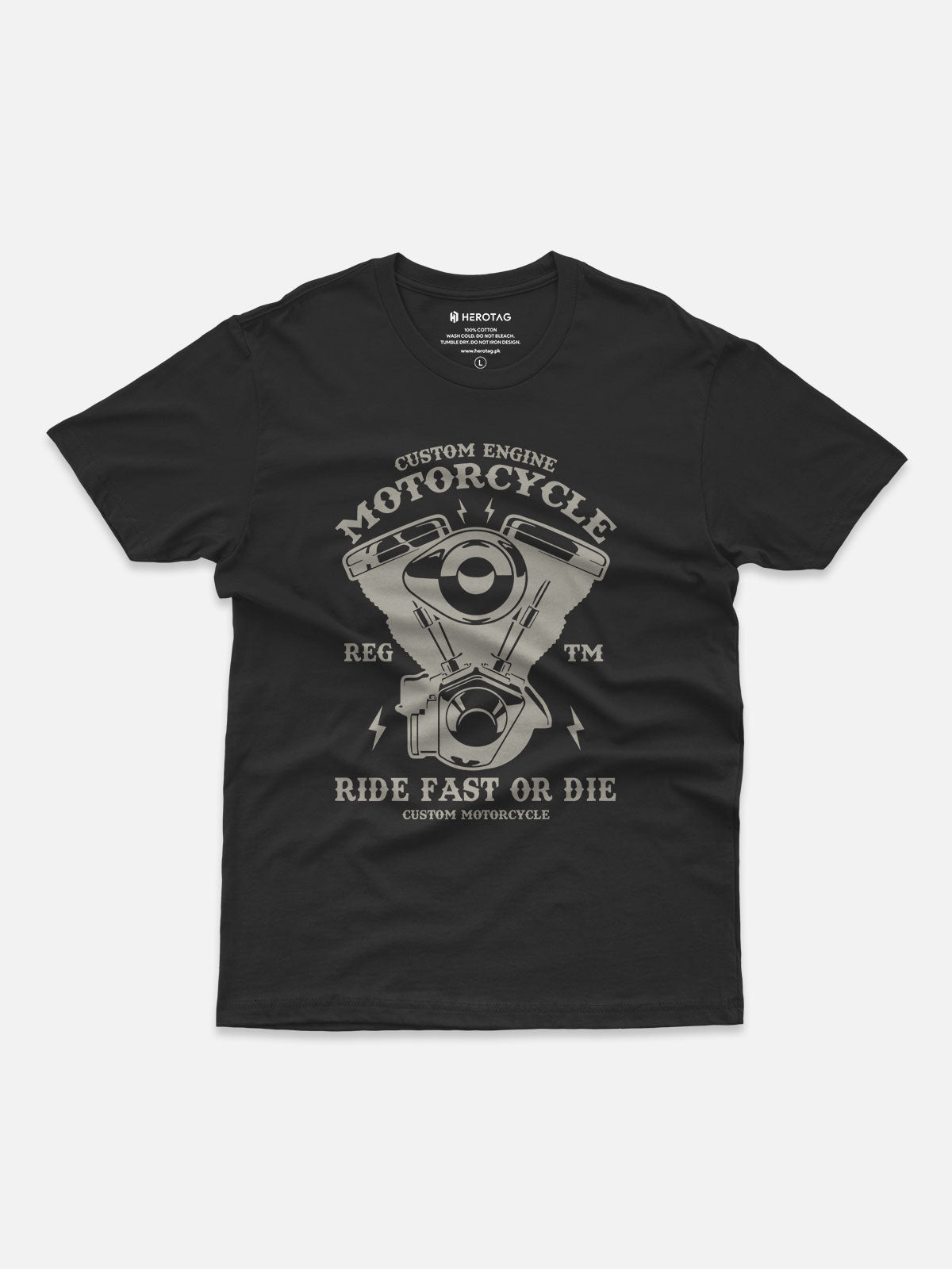 Ride Fast or Die Custom Engine Motorcycle T-Shirt
