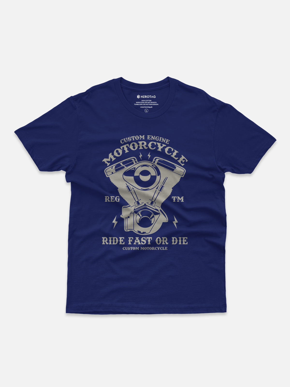Ride Fast or Die Custom Engine Motorcycle T-Shirt